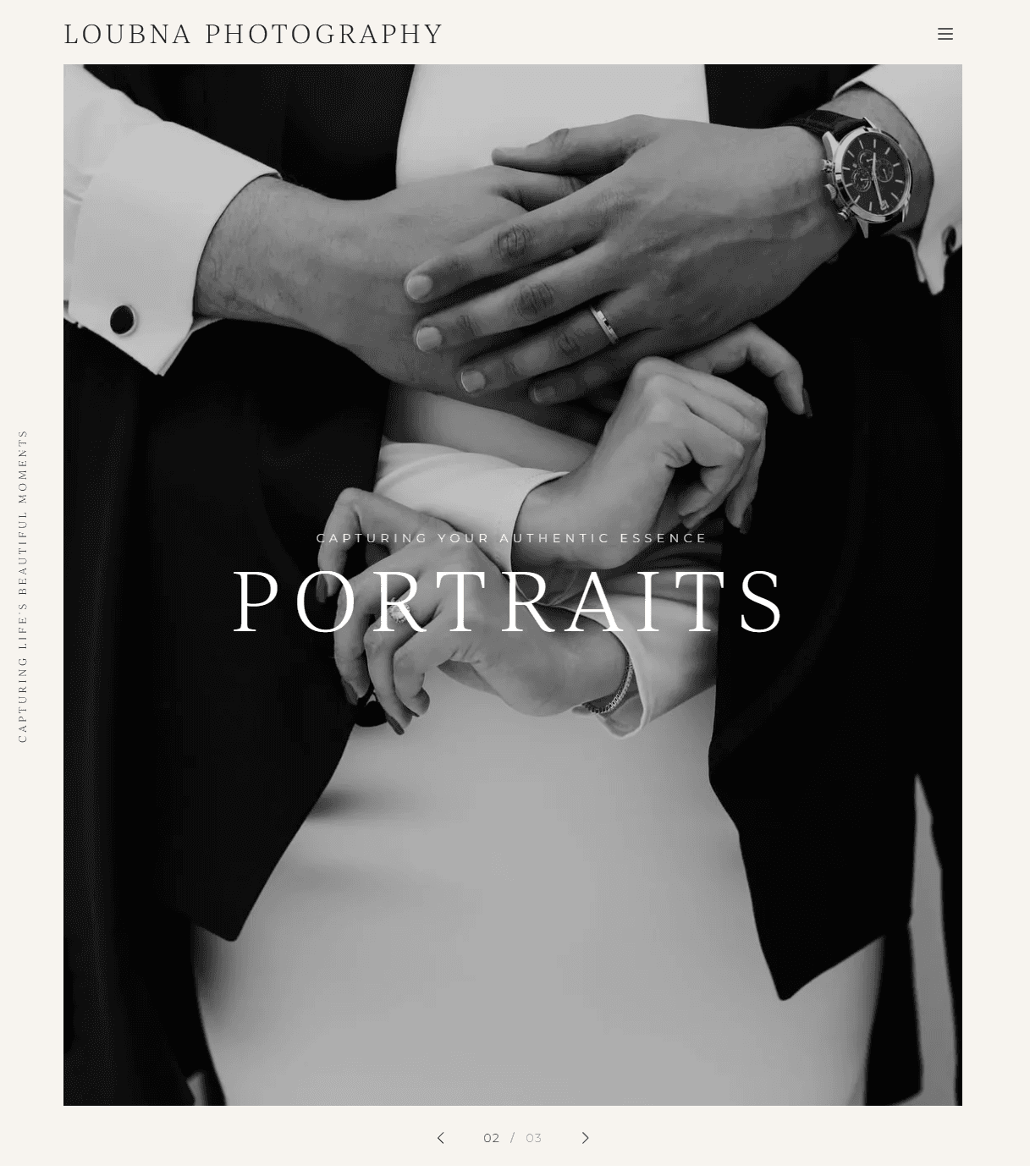 Loubna Photography — editorial portfolio, CMS, 14 days